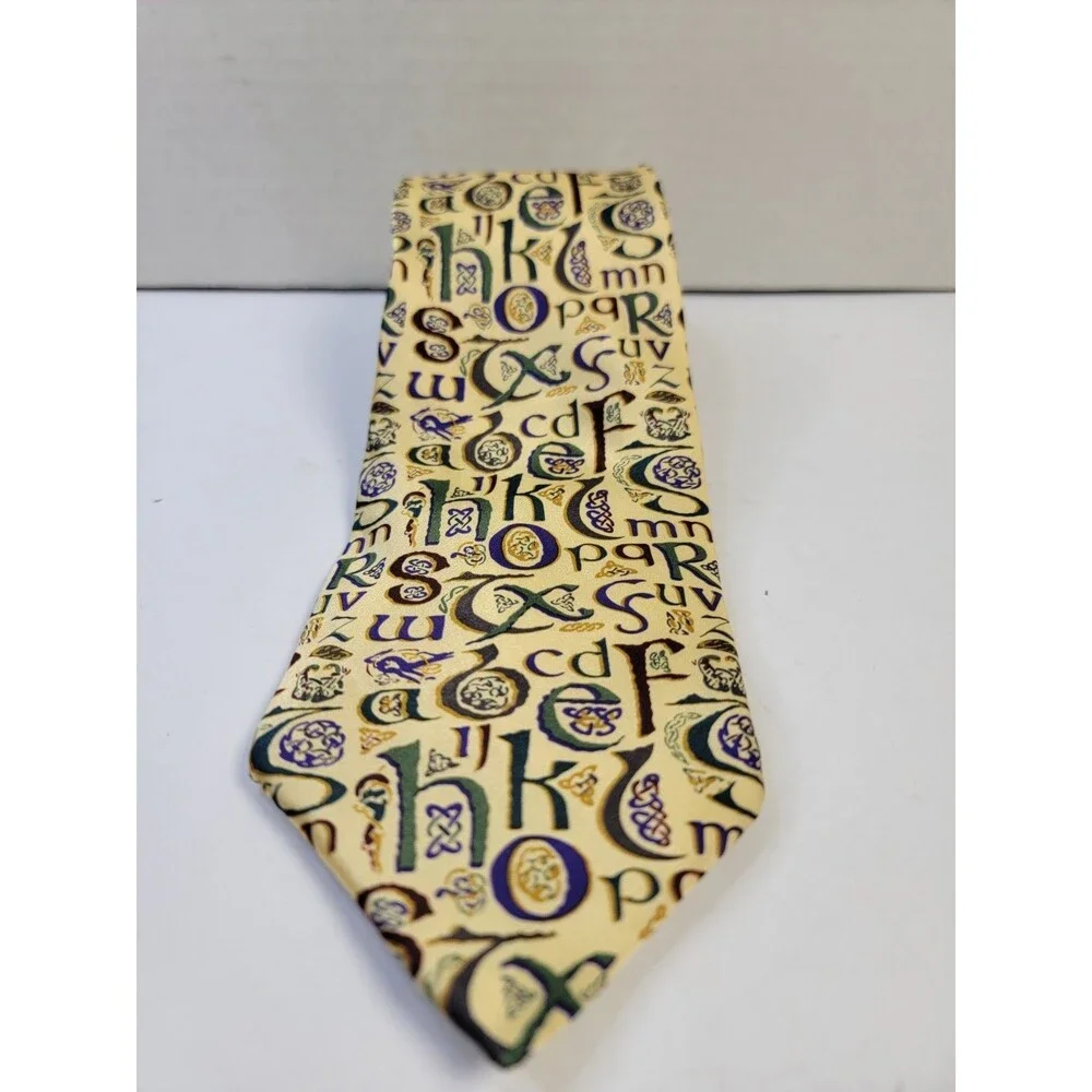 Celtic Alphabet Silk Necktie Book of Kells Inspired Traditional Craft 58